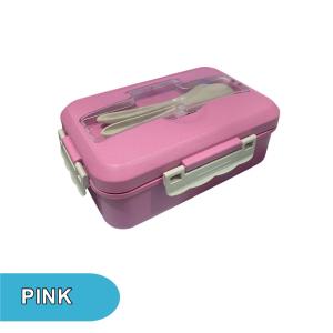 Kotak Bekel Makanan Lunch Box Set Jerami 1000ml Free Sendok Garpu BPA FREE - Wheat Straw Lunch Box