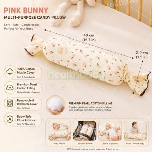 Baby Soothing Pillow Newborn Anti Startle Pillow Baby Bolster Cylinder Pillow for Cuddling Soothing Anti Roll Positioner Baby Cotton Gauze Candy Pillow