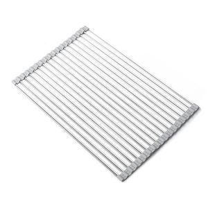 Sink Drainer Foldable Multifunctional Drainer Rack Stainless Steel Heat Resistant Dish Drying Rack