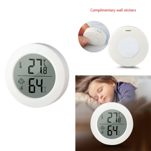 Upgraded Round Rooms Thermometer Temperature Humidity Meter Adhesive Thermometer Comfort Icons for Household Office