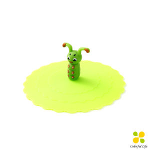 CLM ฝาปิดซิลิโคนถ้วยแก้ว ที่จับเป็นการ์ตูน ขนาด10cm นำกลับมาใช้ใหม่ได้ Cup Lid