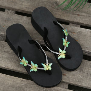[Free Shipping] WomenS Summer New Herringbone Sandals With Butterfly Design Large Size Wedge Heel Thick-Soled Sandals For Women