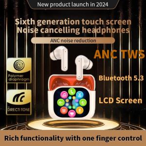 Original ANC Bluetooth 5.3 TWS Wireless Earphones Touch Screen Noise Canceling Headphones Long Battery Life with Microphone Stereo Earphones For Smart Phone
