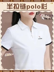 Summer Short Sleeve T-shirt Women Plus Size Polo Lapel Blouse Fashion Casual Top