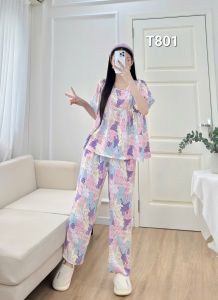 ĐỒ BỘ TOLE LANH  NỮ TAY NGẮN QUẦN DÀI MẶC NHÀ MẶC NGỦ