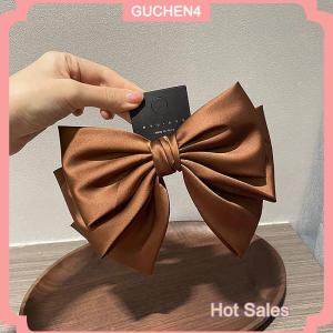 GUCHEN4🎀 Thanh lịch Bow Ribbon tóc Clip thời trang đơn giản rắn satin mùa xuân Clip tóc pin Retro Headband với clip cô gái Phụ kiện tóc