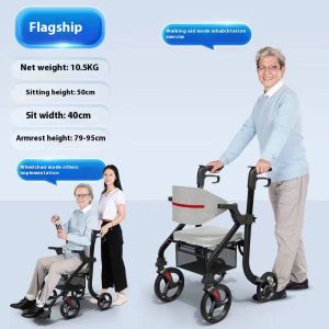 Rollator Walker for Adult Heavy Duty Medical Walker for Senior Citizen with Foot Rest German Elderly chair yoboo Walker Foldable Portable Four-wheel Chair Travel Wheelchair Trolley good