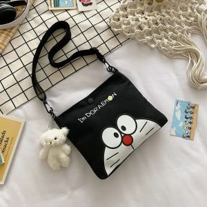Doraemon Cartoon Canvas Small Bag for Boy Girl Cute Doraemon One Shoulder Messenger Bag Stationery Storage Bag