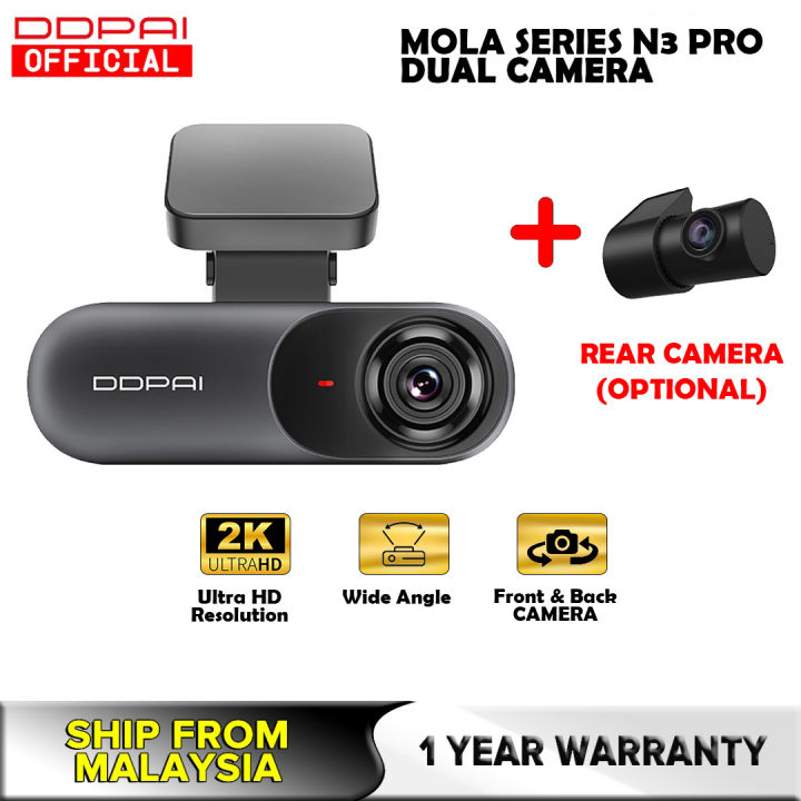 DDPai Dash Cam Mola N3 Pro GPS 1600P HD Vehicle Drive Front Rear