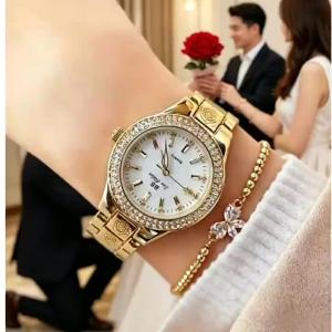 Rose Flower Watch for Women Diamond Vintage Quartz Fashion Casual Womens Watch Waterproof Ladies Diamond-Studded Wristwatch Gift