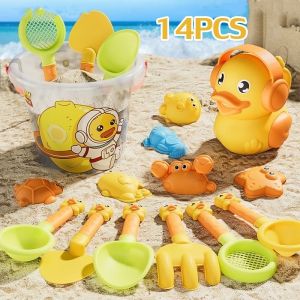 🐥Malaysia Stock🐥14PCS Beach Toy Set Children Beach Sand and Water Play Tool Set Beach Bucket Kids Outdoor Digging Sand Shovel Tools Gift