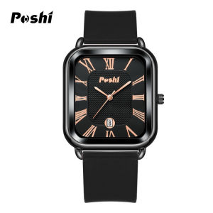 POSHI Jam Tangan Wanita Strap Silikon Kasual Tanggal Aktif Cewek Korea COD ROMAWI