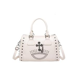 Punk Style Skull Handbag Large Capacity Studded Doctor Bag Fashionable Shoulder Bag Punk Style Handbag for Women