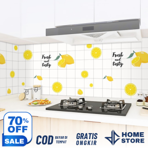 BISA COD-Wallpaper Stiker Dinding Dapur Glosy Alumunium Foil Stiker Kitchen Set Motif Jeruk Kekinian