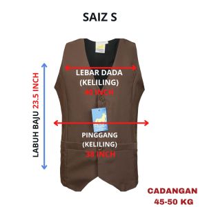 🔸PRESIDENT UNIFORM VEST COKLAT PENGAWAS READY STOCK !!! VEST SEKOLAH RENDAH DAN MENENGAH - PV004