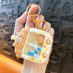 Oldlaiben Mini Claw Machine Keychain Cartoon Animal Pocket Grab Ball Game Portable ABS Stress Relief Toy