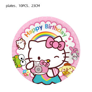 Fast shipping Hello Kitty Theme Baby Shower Party Supplies Paper Cup Plate Tablecloth Kids Birthday Party Banner Decor