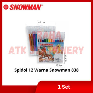 [1 Set] Spidol 12 Warna Snowman 838 / Colour Pen Marker 12 Warna Snowman 838