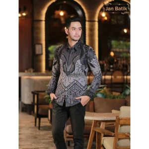couple batik pasangan suami istri kemeja pria lengan panjang || batik gamis kekinian size M L XL XXL
