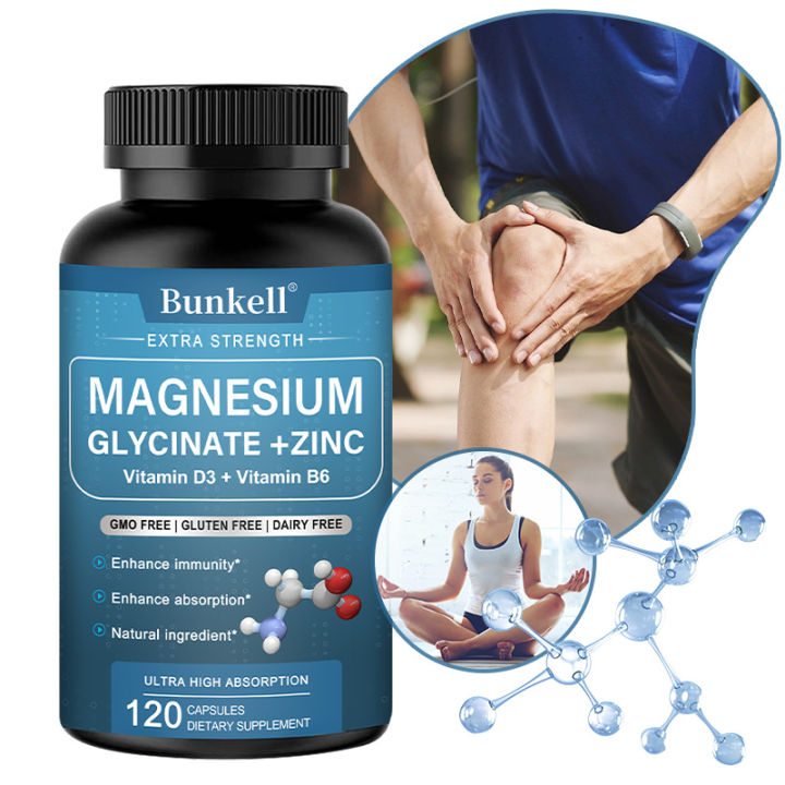 Viên nang Bunkell Magnesium Glycinate 500 mg có chứa Kẽm, Vitamin D3 và ...