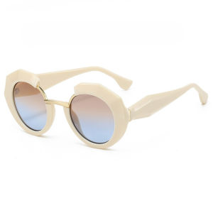 JN IMPRESSION In Da Báo Mới Gọng dáng tròn Kính mát cho phụ nữ cao cấp Ins khung lớn đường phố bắn chống Kính râm chống tia cực tím qua biên giới