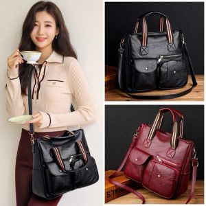 JIVIVIL Của Phụ Nữ New Da Mềm Retro Đơn Giản Đi Lại Một Vai Tote Túi