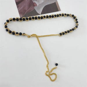 Thắt lưng dây xích chuỗi hạt ngọc đai váy nữ chuỗi ngọc móc xích kim loại