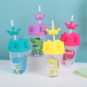 400ML/600ML Water Bottle For Kids Tumbler With Straw Tumbler Dinosaur Pattern For Kids Boy Girl Birthday/Christmas Gift