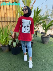 Atasan wanita Oversize Arzheina atasan wanita atasan belah samping atasan serbaguna atasan trend massa kini-
