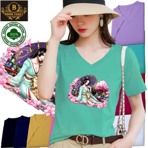 High quality cotton anime v neck t shirt for women plus size ZGV004