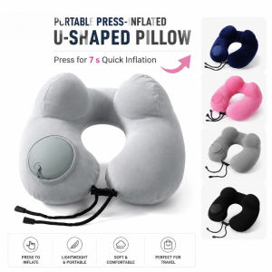 Inflatable U-shaped Pillow Double Hump Press Type Inflatable Portable Travel U-shaped Pillow