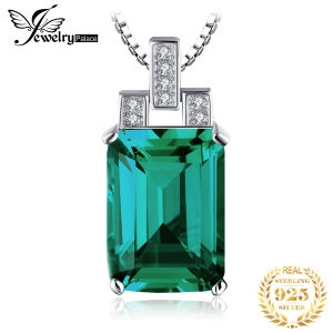 JewelryPalace 925 Sterling Silver Pendant Necklace for Women No Chain 6ct Simulated Nano Emerald Statement Gemstone Choker Fashion Jewelry Huge Gift