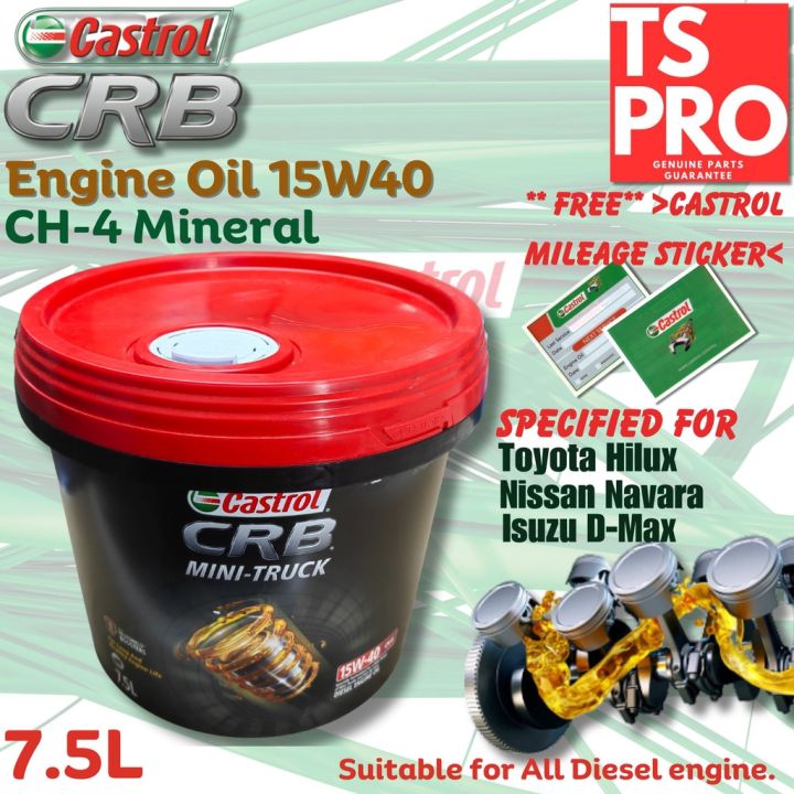 Toyota Hilux Nissan Navara Isuzu D-Max Castrol Genuine Engine Oil 15W40 CH-4 Mineral 7.5L Diesel mileage 5K