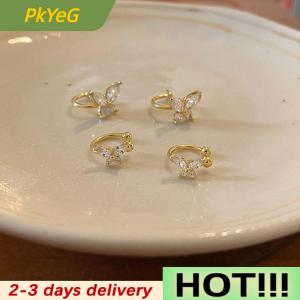 PkYeG 1Pair Shinning Zircon Big Small Butterfly Ear Clip Earrings Crystal No Piercing Ear Cuff Women Fake Piercing Ear Wrap