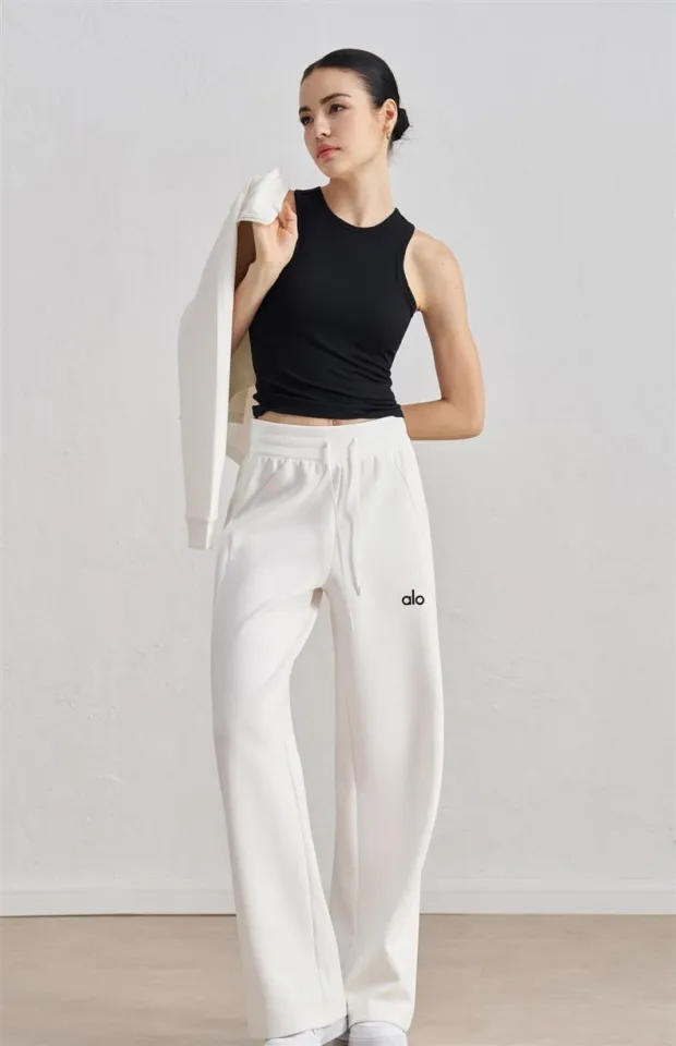 Spot Goods alo Women's Yoga Pants Drawstring Versatile High Waist Straight  Loose Casual Wide Leg Slimming Fitness Sports Trendy | Lazada PH
