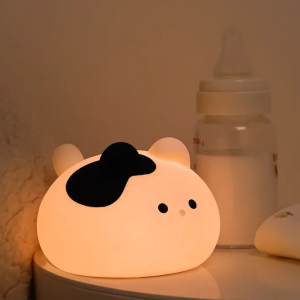 Creative cat sleeping with LED silicone comfortable night light C-type charging bedroom eye protection baby feeding cute bedside pat light silicone night light