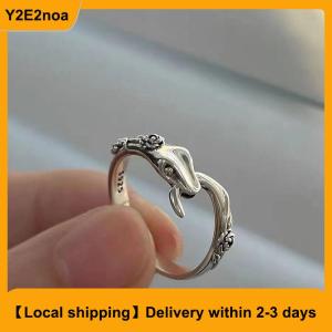 【Local shipping】 Vintage Handmade Snake Rings Women Fashion Simple Rose Flower Snake Finger Open Ring For Party Birthday Jewelry Gift