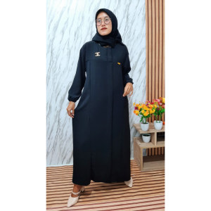 Baju gamis muslim dewasa sleting klep depan crinkle airflow