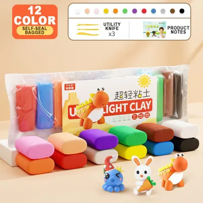 12/24/36 Colors Super Light Clay Set With Tools Plasticine For Kids Non-Toxic DIY Modeling Clay Craft Handwork Air Dry Clay Set Space Light Weight Clay Foam Clay Air Dry Clay