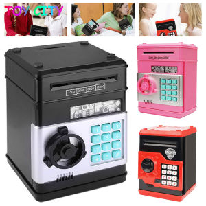 Electronic Piggy Bank Safe Box Money Boxes For Children ATM Password Money Box Code Key Lock Automatic Cash Coin Saving Box ATM Machine Counter Mini Safe Box Kid Best Gifts Gifts
