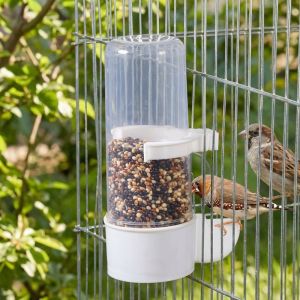240ML Capacity Automatic Bird Feeder Leak-Proof Plastic Bird Water Dispenser Feeding Tool Detachable Base Parrot Drinking Bottle Pet Cage