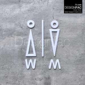 ป้ายห้องน้ำสวย WM สัญลักษณ์ห้องน้ำชายหญิง ป้ายห้องน้ำอะคริลิค สไตล์โมเดิร์น มินิมอล ลอฟท์Designfac