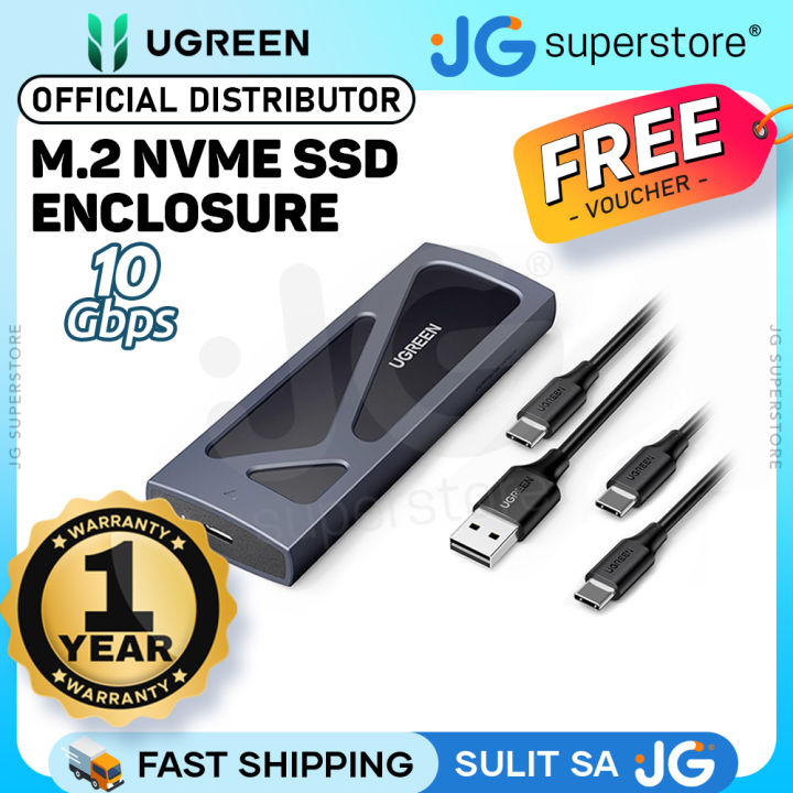 UGREEN M-Key NVMe/PCIE SSD Hard Drive Aluminum Case Enclosure Adapter,  10Gbps USB Gen2 USB C Transfer Rate, Supports M-Key M+B Key and SSD 