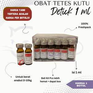 DETICK Obat Kutu Kucing 1ml 2ml Obat Kutu Tetes Anjing Kucing Hewan 0-10kg dan 10-20kg De Tick Original