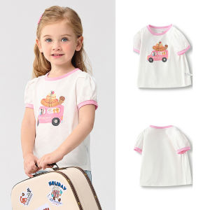 Balabala cô gái áo thun cotton áo cơ bản xuân hè 2025