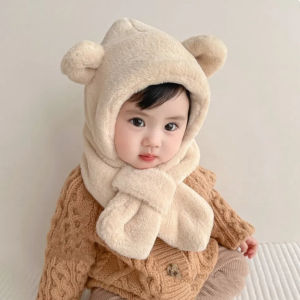 DRESSPLUS Lông giả Mũ Gấu Vải lông cho bé Mùa đông Ấm áp mềm mại Khăn quàng cổ một mảnh Dễ thương Ngoài trời Mũ bảo vệ tai Trẻ em
