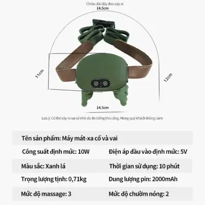 Máy Massage Cổ Vai Gáy Kết Hợp Chườm Ấm 45°C Giảm Đau Mỏi Mô Phỏng Bàn Tay Nặng