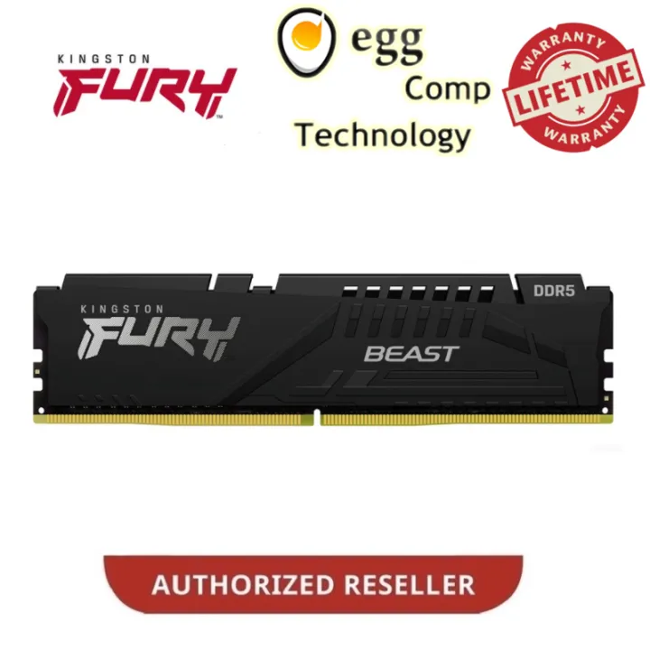 Kingston Fury Beast Black DDR5 4800/5200/5600/6000 MHz Desktop Gaming Memory RAM
