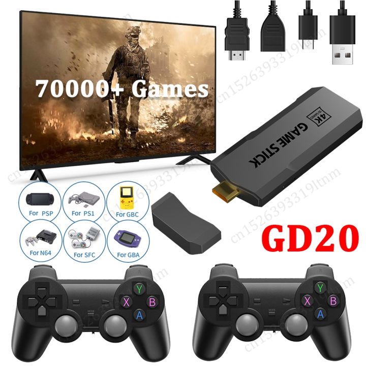 【YD】 GD10 GD20 Game Stick 4K Console Built-in 70000 Games 2.4G ...