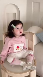 Childrens Cartoon Sweatshirt and Leggings Two-Piece Set for Spring 2026 Korean-style childrens clothing set for girls spring collection